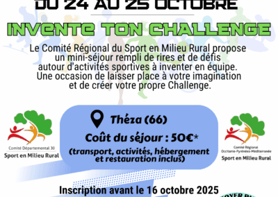 SÉJOUR CHALLENGE JEUNES SPORTIFS*DU 24 AU 25.10.2025.