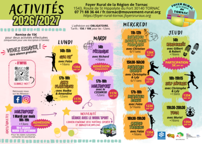Activités – Saison 2026/2027.